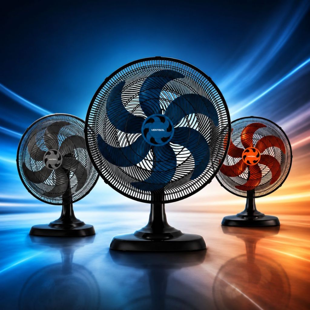Ventilador Ventisol Turbo Mesa 50cm 6 Pás 3 Velocidades Oscilante Suporte Parede 127V 220V Doméstico
