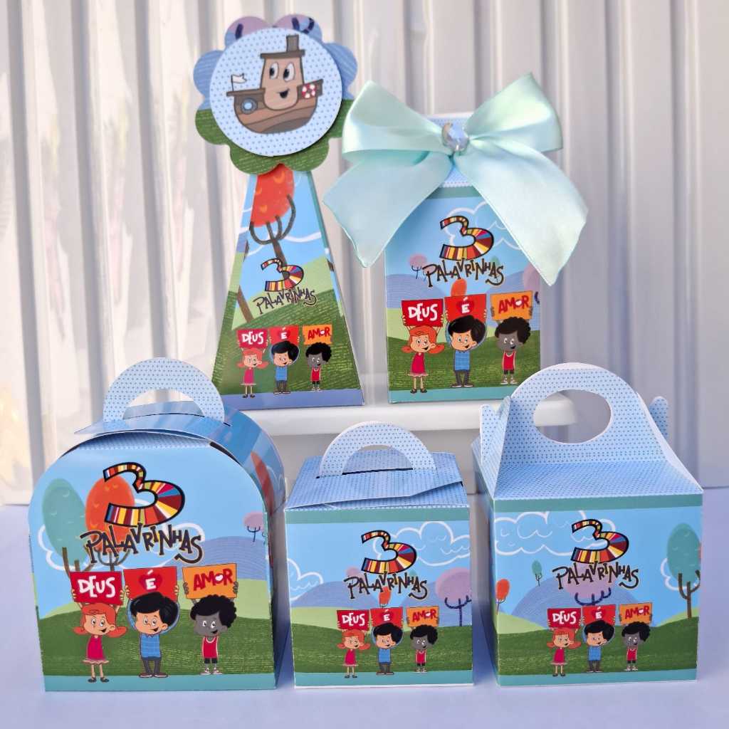 Kit caixas 3 Palavrinhas Personalizados lembrancinha de Festa Infantil de aniversário