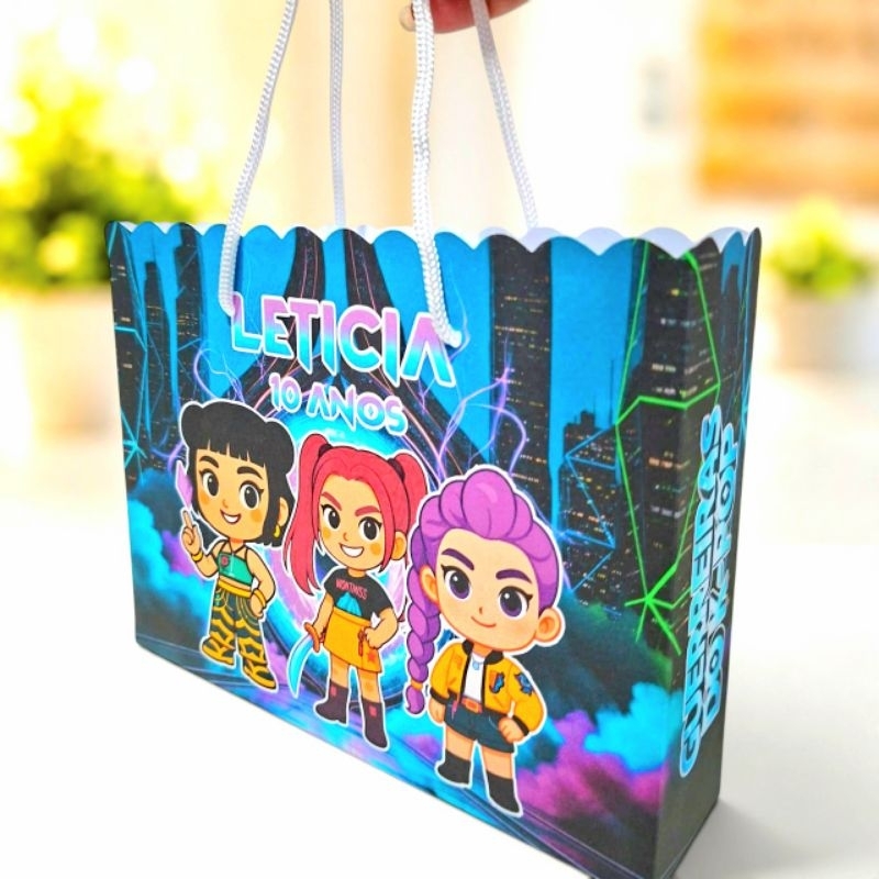 Sacolinha Guerreiras do K-Pop Lembrancinha Festa Infantil Personalizados Aniversário