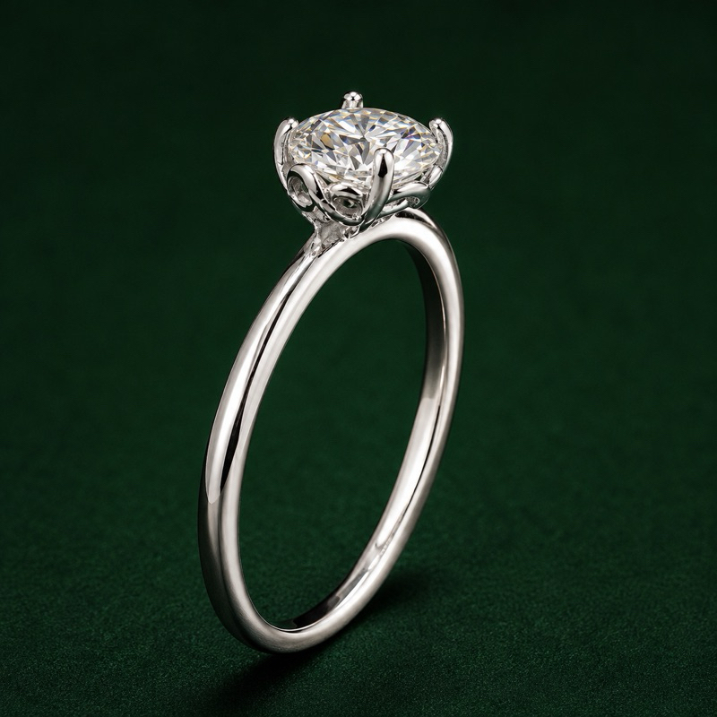 Anel Solitário Moissanite 6,6mm Detalhe Infinito Prata 925 Elegante Brilho Intenso