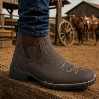 Botina mateira masculina country texana modelo de elástico cano curto
