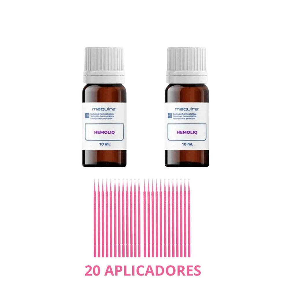 Kit 2 Hemoliq 10ml Maquira ORIGINAL + 20 Aplicadores