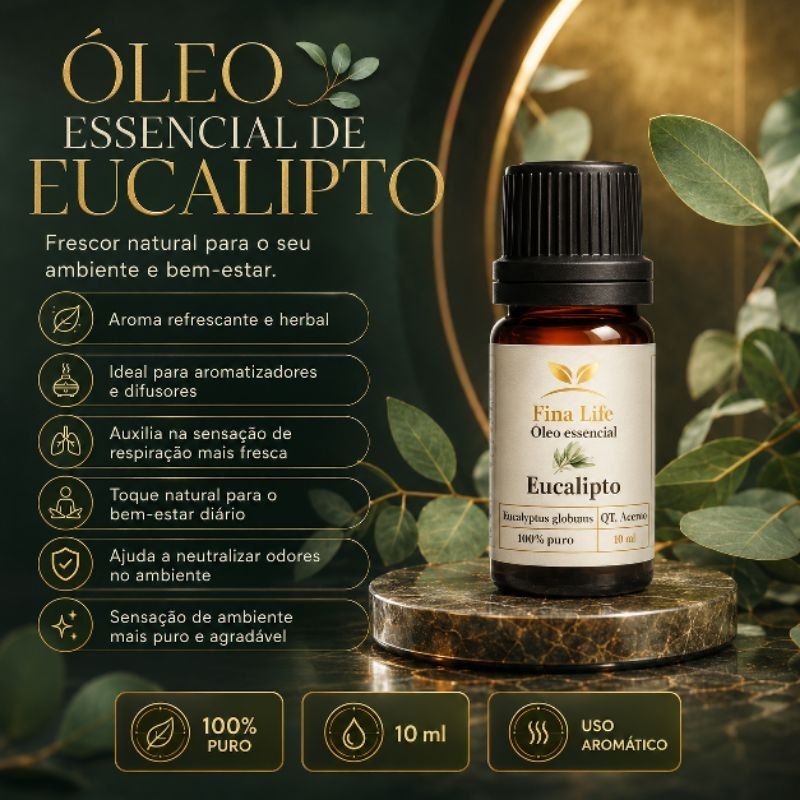 Óleo essencial eucalipto globulus 10ml 100% puro fina life EXPECTORANTE - DESCONGESTIONANTE — imagem 2 de 2