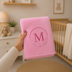 Manta Cobertor para Bebê Rn Personalizado com Inicial Letra do Nome do Bebe Mantinha Microfibra