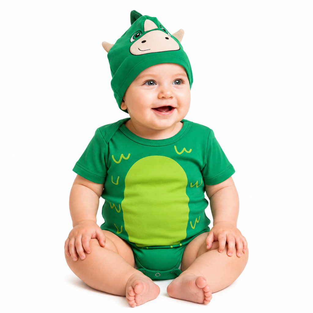 Body bebe Dinossauro+ Touca Dino – Body Manga Curta