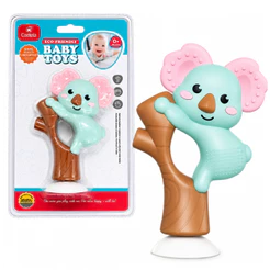Brinquedo Chocalho Infantil Animal Coala C/ Mordedor e Ventosa Para Bebes - Castela