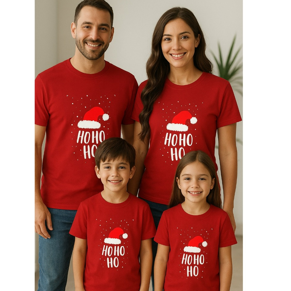 Camiseta de Natal Feminina Masculina Infantil Estampada 100% Algodão Camiseta Unissex