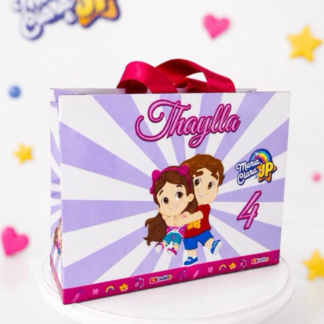 SACOLINHAS PERSONALIZADAS MARIA CLARA E JP- LEMBRANCINHAS FESTA INFANTIL - IDADE E NOME - PAPELARIA PERSONALIZADA