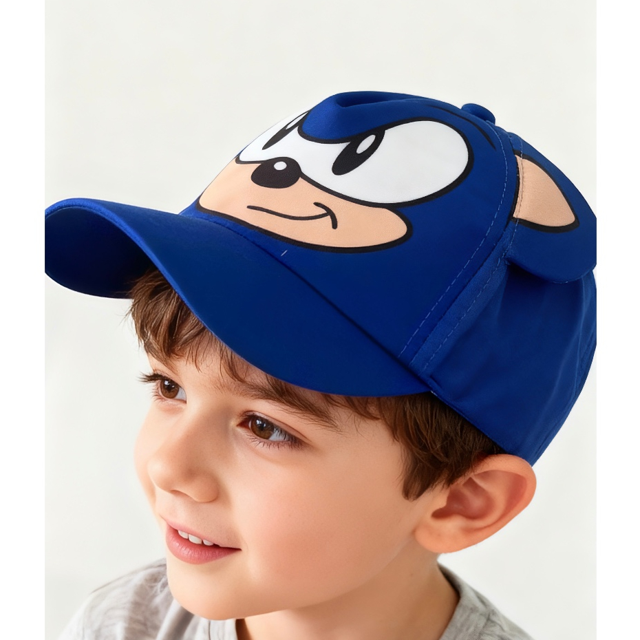 Boné Infantil Sonic com Orelhinhas 3D menino e menina personagens Proteção Solar e Secagem Rápida