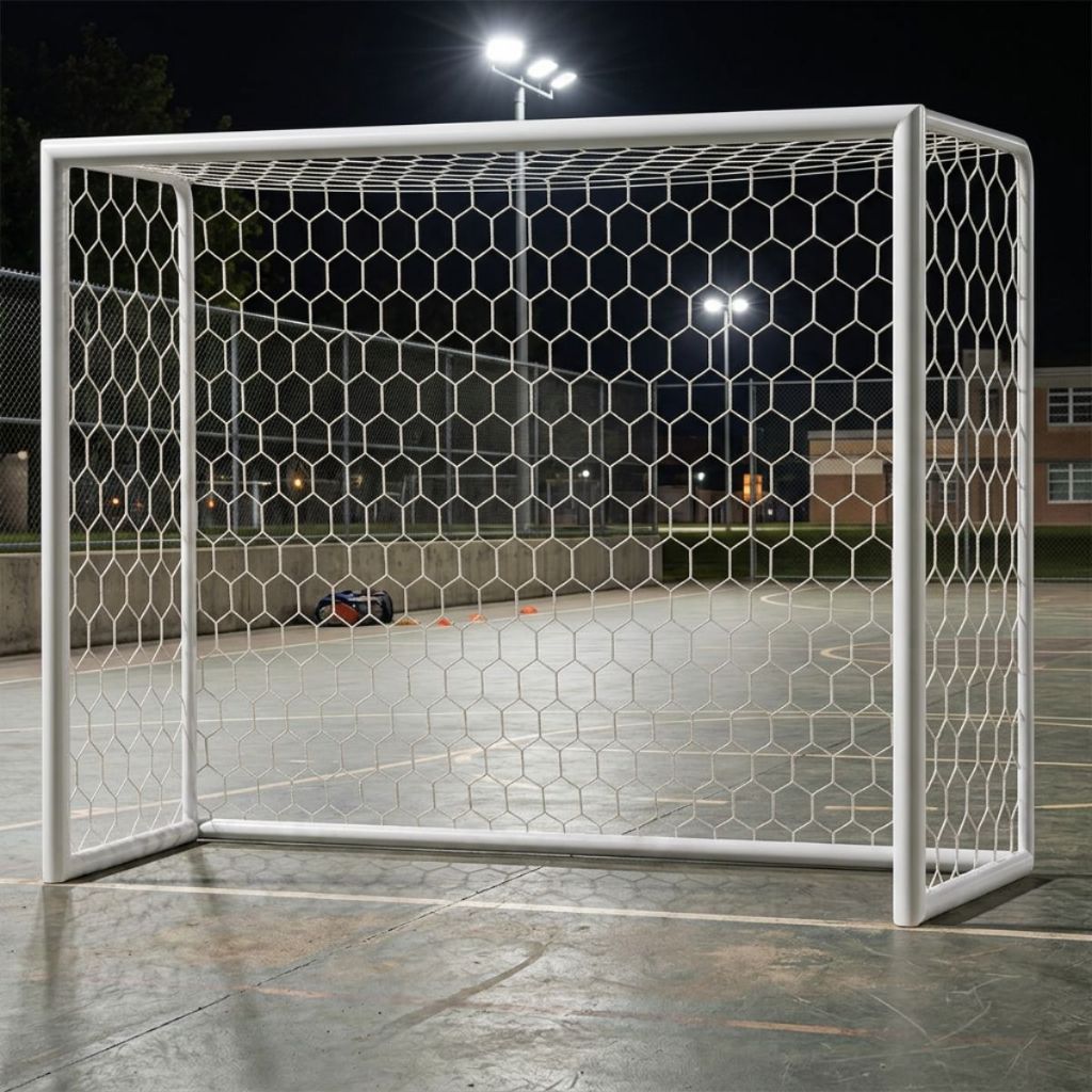 Par de Rede de Futebol Salão Futsal Caixote Colméia Fio 6mm Seda Sports Mania