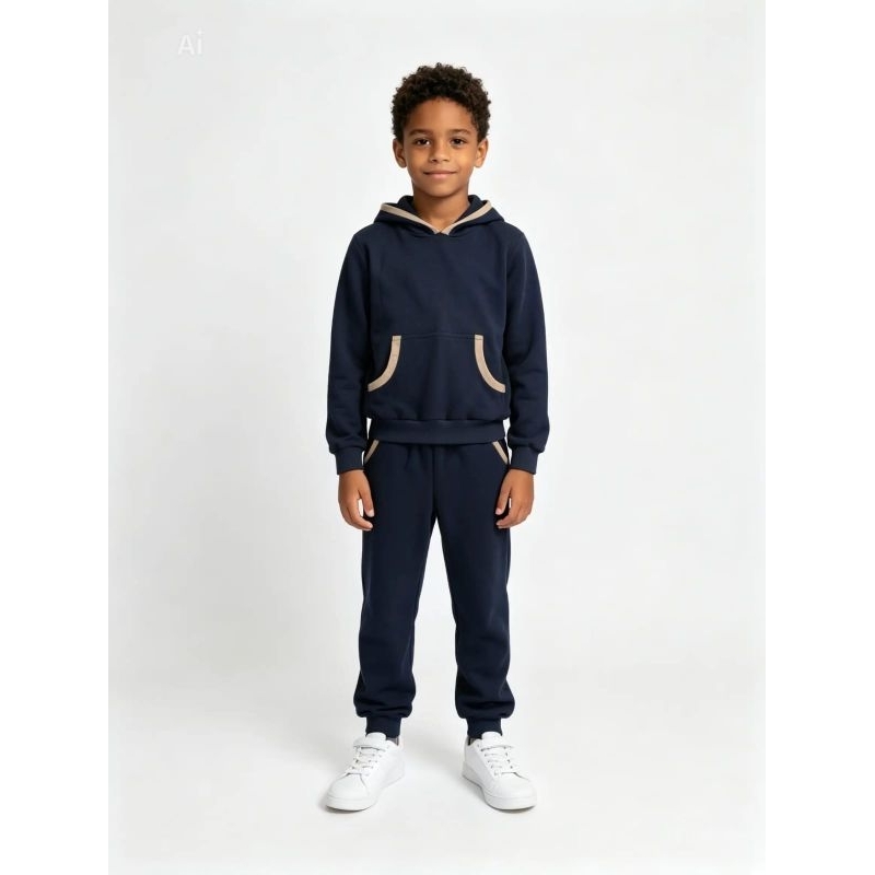 conjunto infantil masculino de malha trabalhada blusa com capuz  e calça com bolso l tamanhos do 1 ao 10 l cores sortido