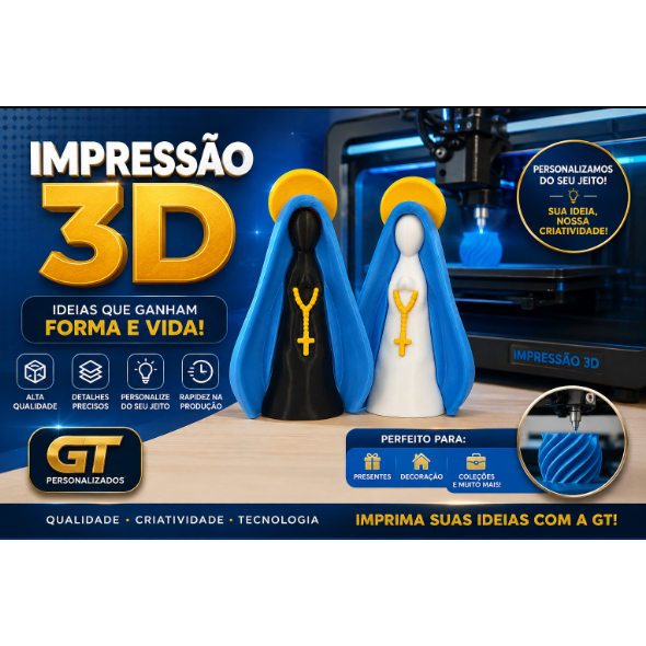 Nossa Senhora Aparecida Imagem Estátua Moderna Decoração Religiosa Católica Altar Capela Presente 3D