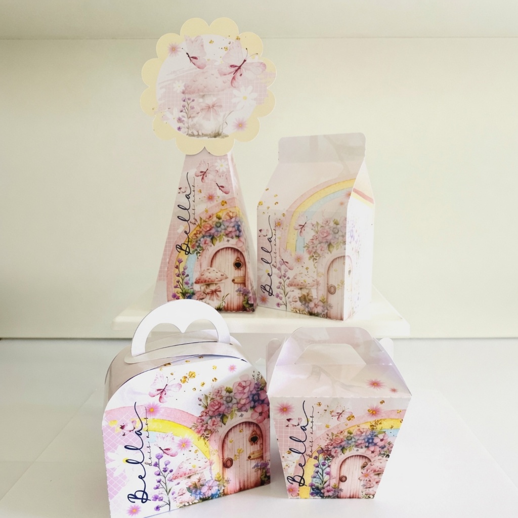 Kit Caixinhas Personalizada Jardim Encantado Lembrancinhas Festa Pegue e Monte Jardim das Borboletas