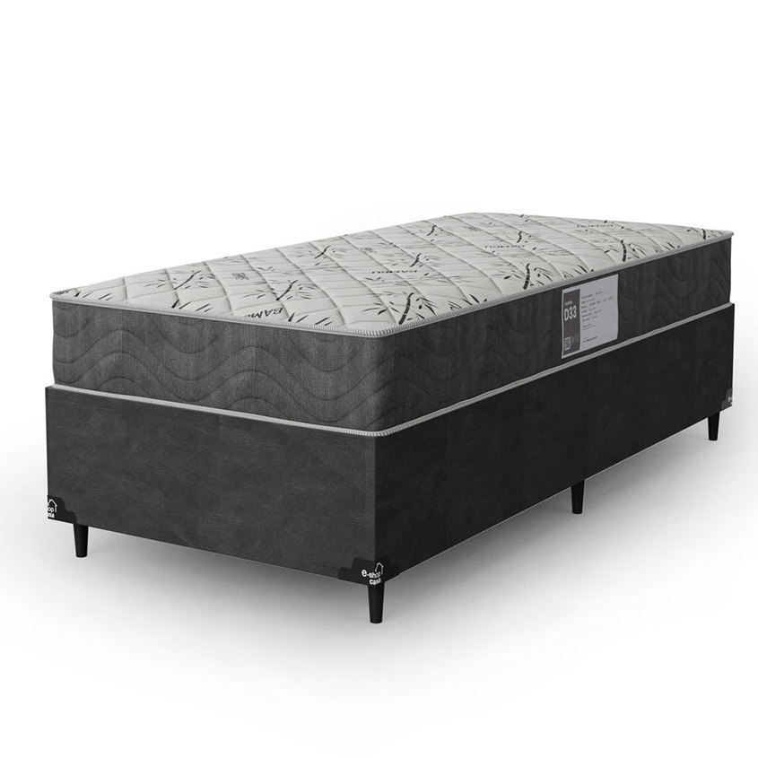 CAMA BOX SOLTEIRO + COLCHãO D33 ONE FACE - SUEDE CINZA