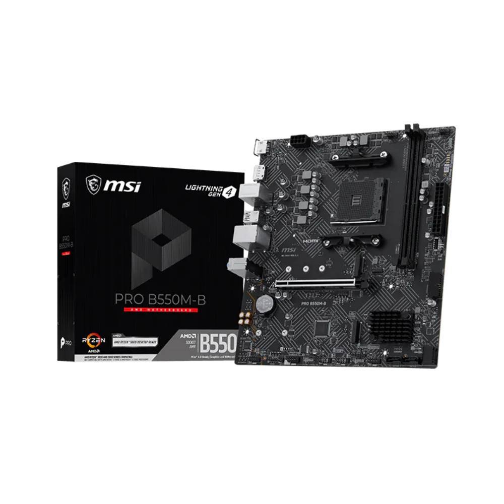 Placa Mãe MSI PRO B550M-B AM4 2xDDR4 Chipset AMD B550 mATX
