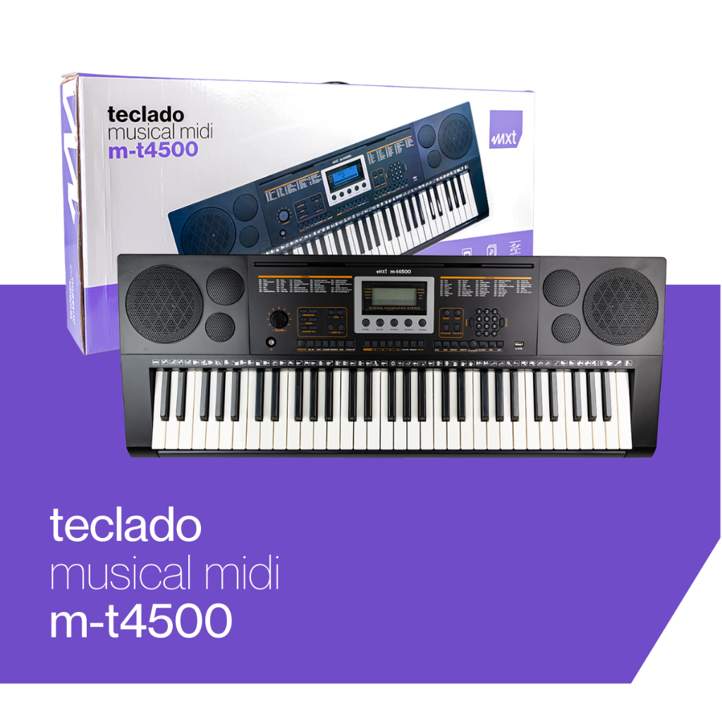 TECLADO MUSICAL 500 TIMBRES E 500 RITMOS, 3 MODOS TEACHING, PRETO, MODELO: M-T4500