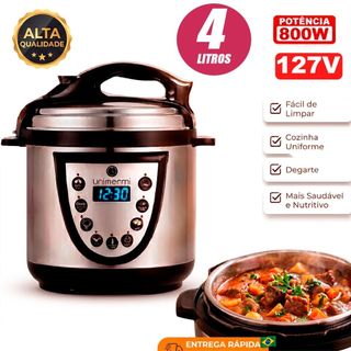 Panela Elétrica de Pressão Digital inox 4L Unitermi 800W Inox Anti-anderente Tensão 127V