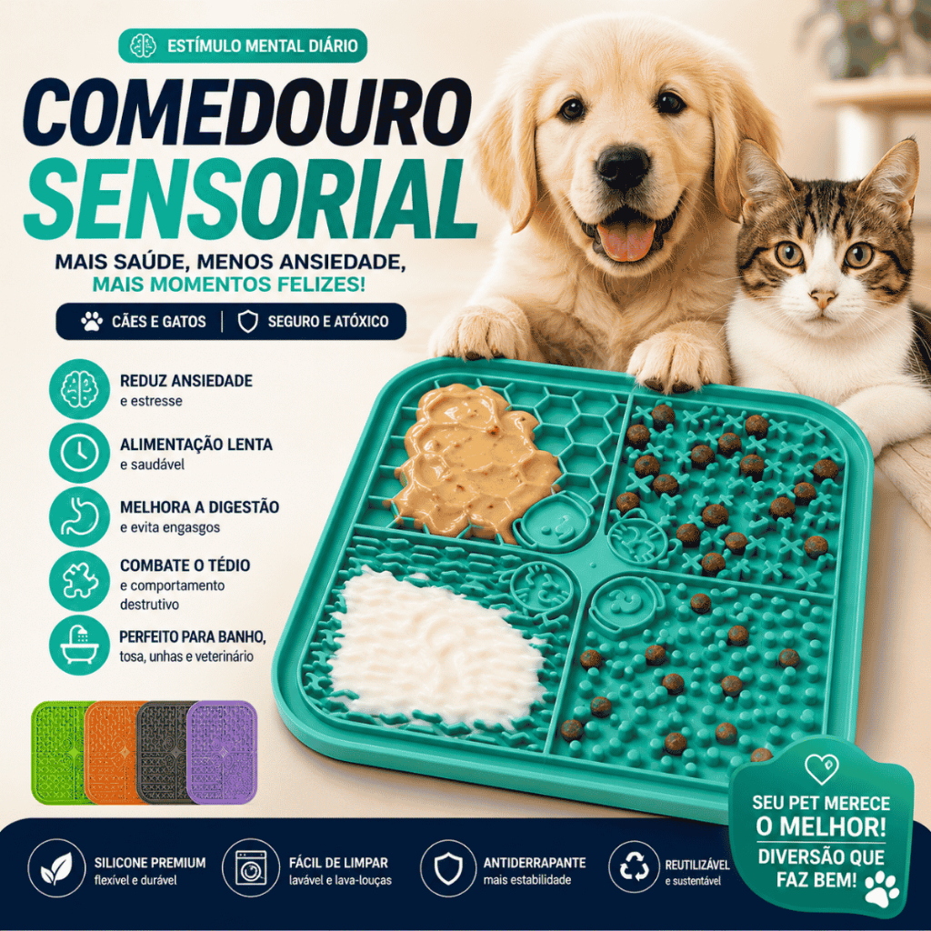 Tapete Lambe-Lambe Sensorial para Cães e Gatos | Comedouro Anti Ansiedade Alimentação Lenta Interativo