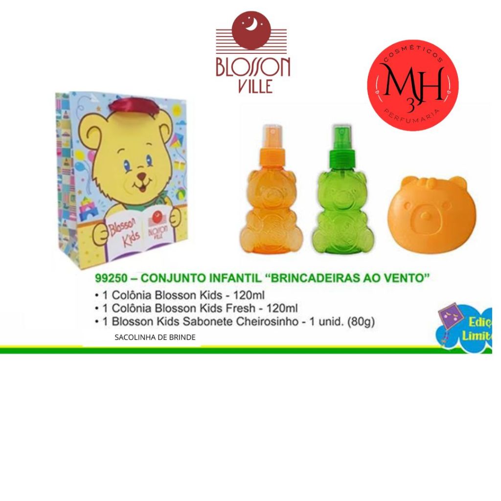 KIT Brincadeiras ao vento - Blosson Ville - (BLOSSON KIDS 120ML +  FRESH 120ML + Sabonete em Barra )