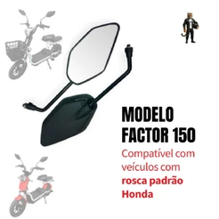 Par Espelho Retrovisor FACTOR 150 Guidão Bicicleta Eletrica Mobilete Bike Motorizada Scooter 8mm