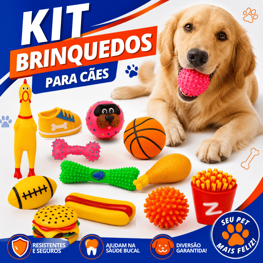 Kit Mordedor Pet Brinquedos De Borracha Divertidos Para Cães Cachorro Pequeno Médio Sortidos
