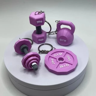 Kit Chaveiros Fitness 3D Academia | Mini Halter, Kettlebell e Anilha | Presente Criativo para Maromb