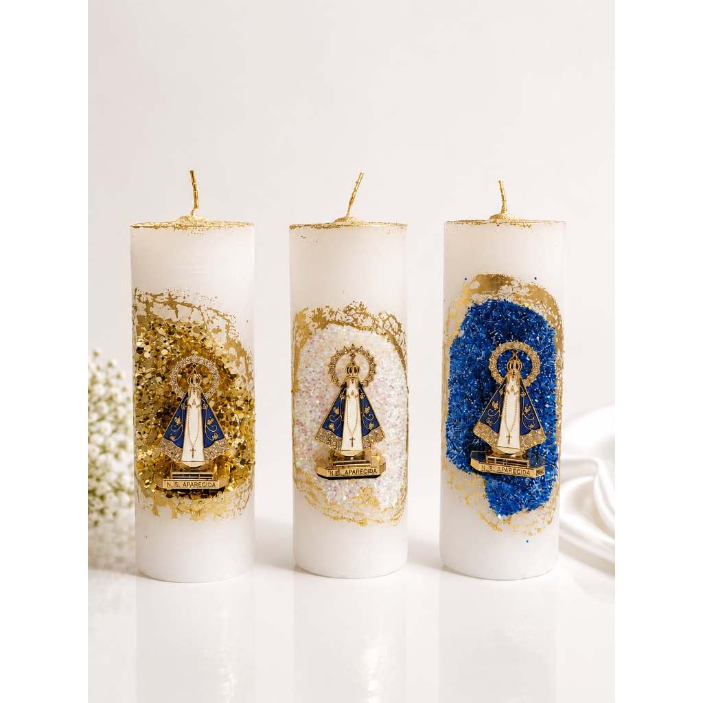 Vela Gruta Nossa Senhora Aparecida personalizada feita a mão artesanal