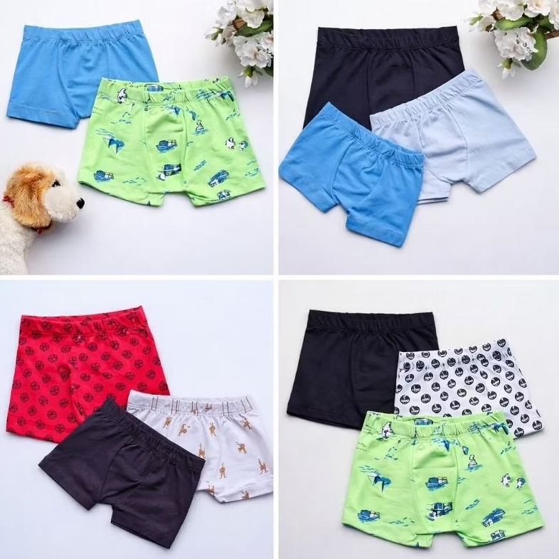 Kit 4 Cuecas Box Infantil Algodão Forro Duplo Econômico Conforto Suave Meninos Roupas Íntimas