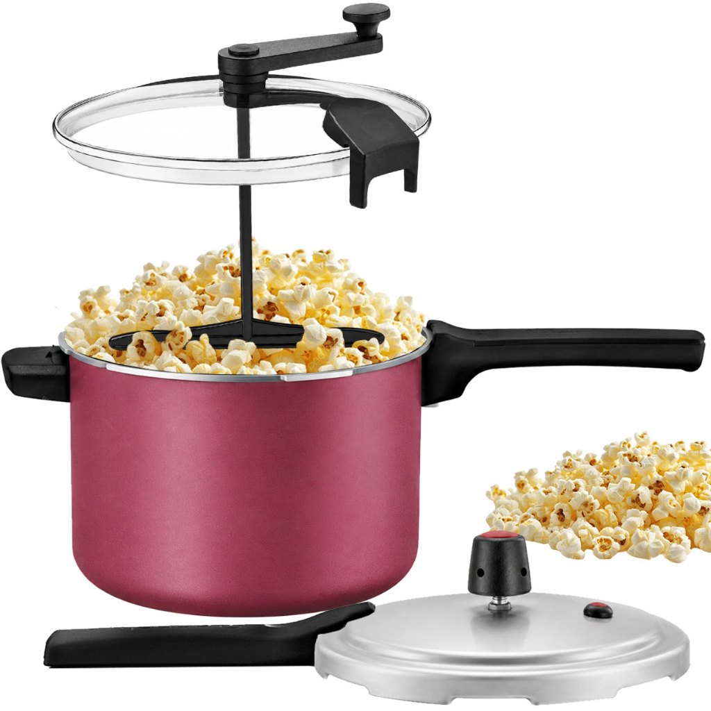 Panela de Pressão e Pipoqueira 4,5L Panelux Magnific Cereja Com Revestimento Antiaderente