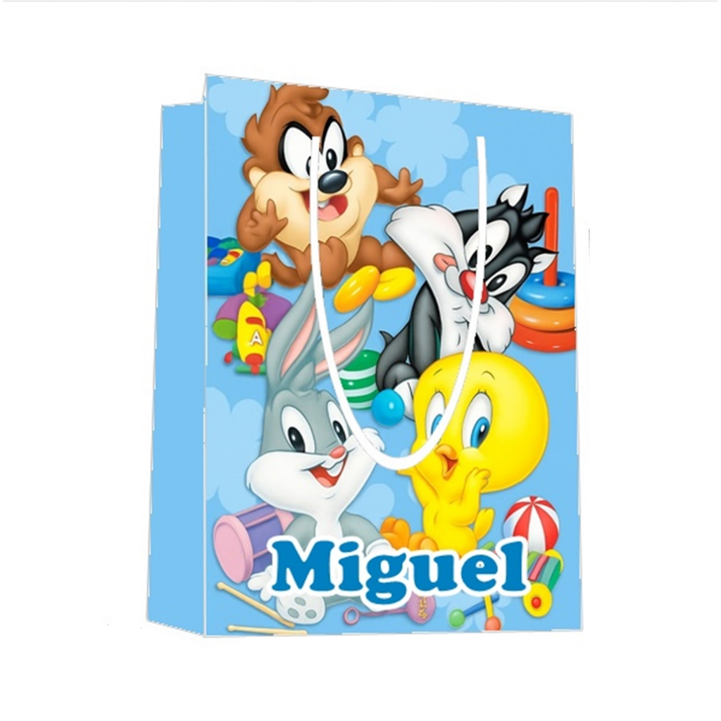 Sacolinha Baby Looney Tunes Personalizada para Aniversário/ Lembrancinha Festa Infantil / Qualquer nome e idade