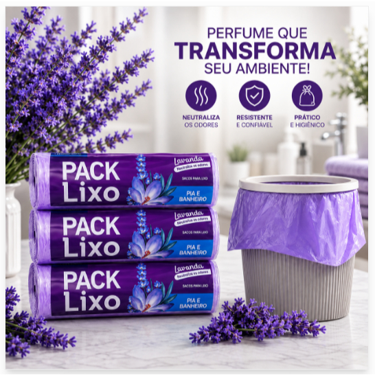 40 Sacos Para Lixo Banheiro & Pia Neutraliza Odorizador Lavanda