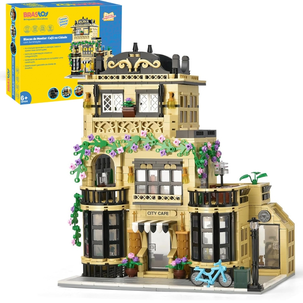 Kit Café da Cidade com Luz Blocos de Montar - Brinquedo Educativo 3D 6+