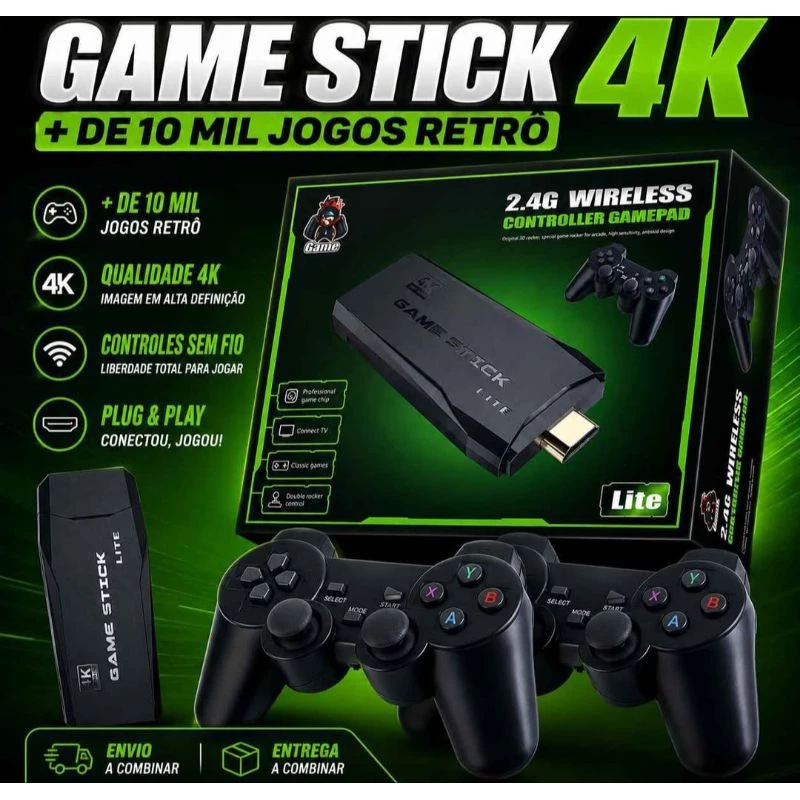 GAME STICK 4K – MAIS DE 10.000 JOGOS CLÁSSICOS NA SUA TV!