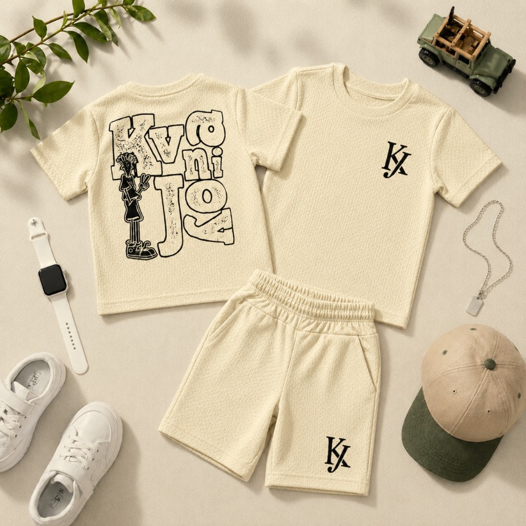 Conjunto de Verão Masculino Infantil - Camiseta e Bermuda Fresquinha - Tamanho 2 ao 12 Anos
