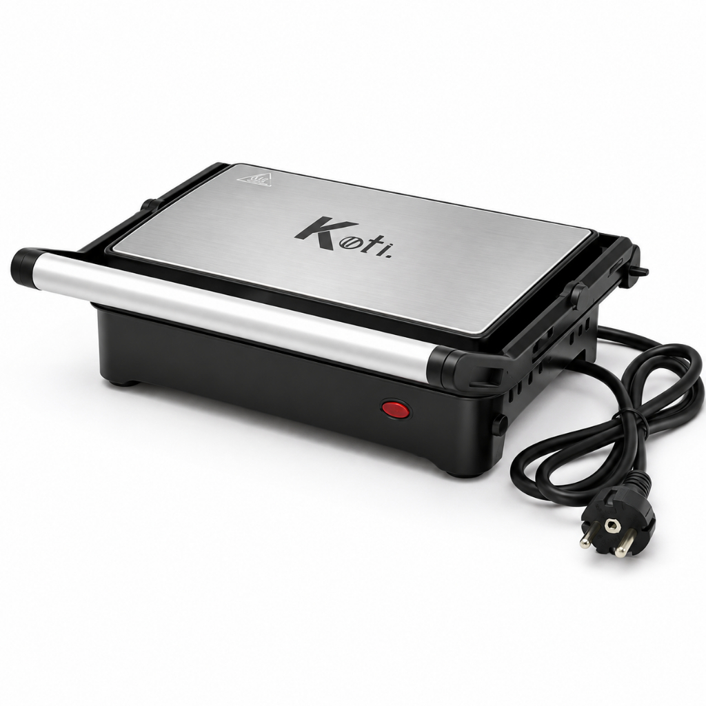 Grill e Sanduicheira Elétrica Multiuso Koti Elegance Toast Inox Antiaderente Esquenta Rápido 1000w 110V ou 220v