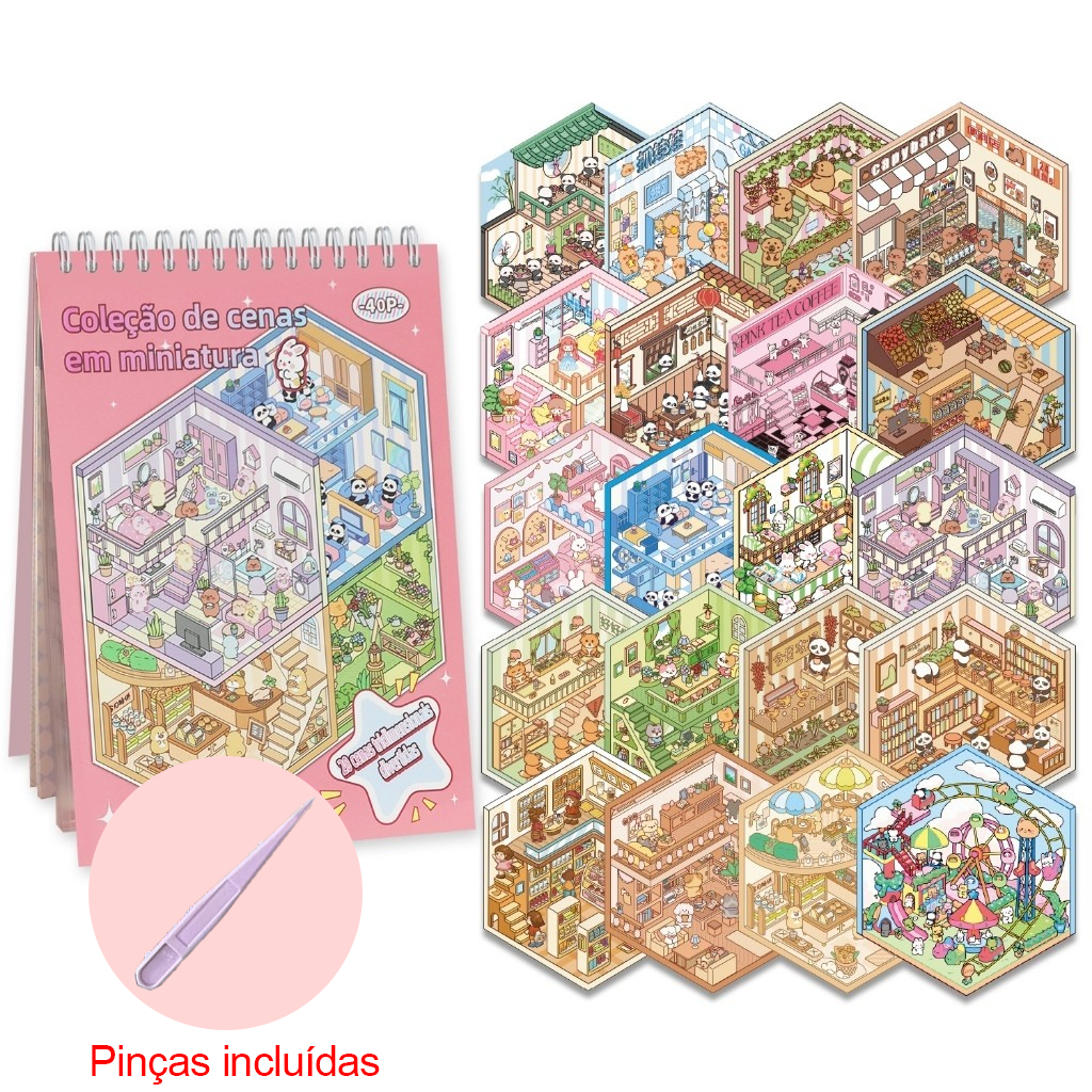 Adesivo Cenário Criar Cenas 3D de Paisagismo Kawaii Fofo DIY Scrapbooking para Crianças e Adultos Dia das Crianças Natal