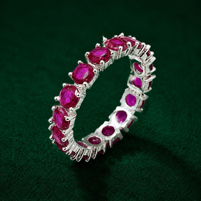 Anel Aparador Rosa Zircônia Redonda 4mm Prata 925 Sofisticado