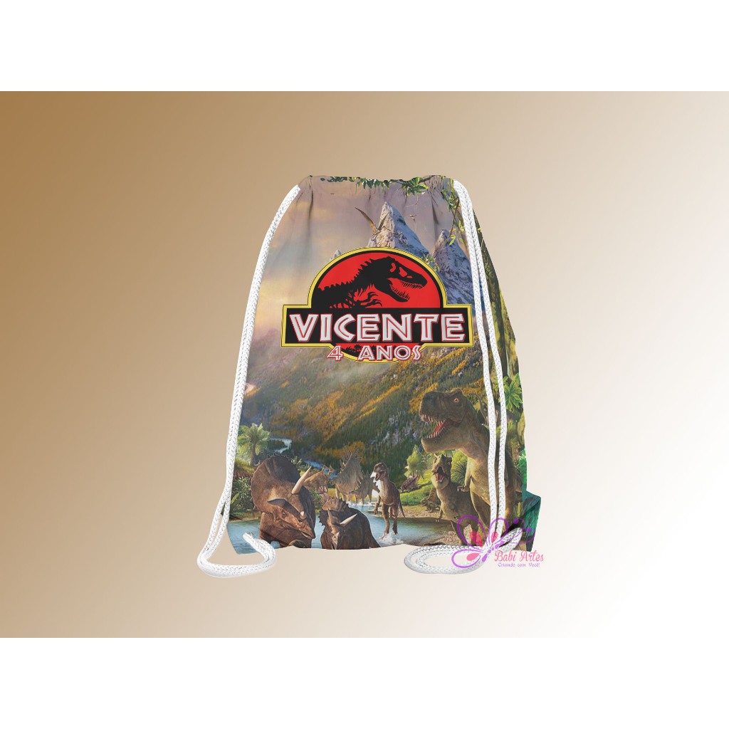 Mochilinha Saco Personalizada Dinossauro Festa Aniversário Lembrancinha Saquinho Infantil