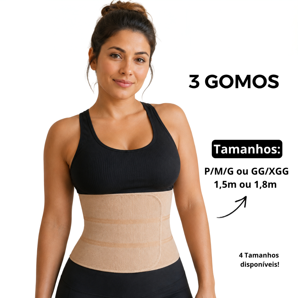 Faixa Pós Cirúrgica Abdominal 3 Gomos Ajustável Alta Compressão Bariátrica Hérnia Pós Parto