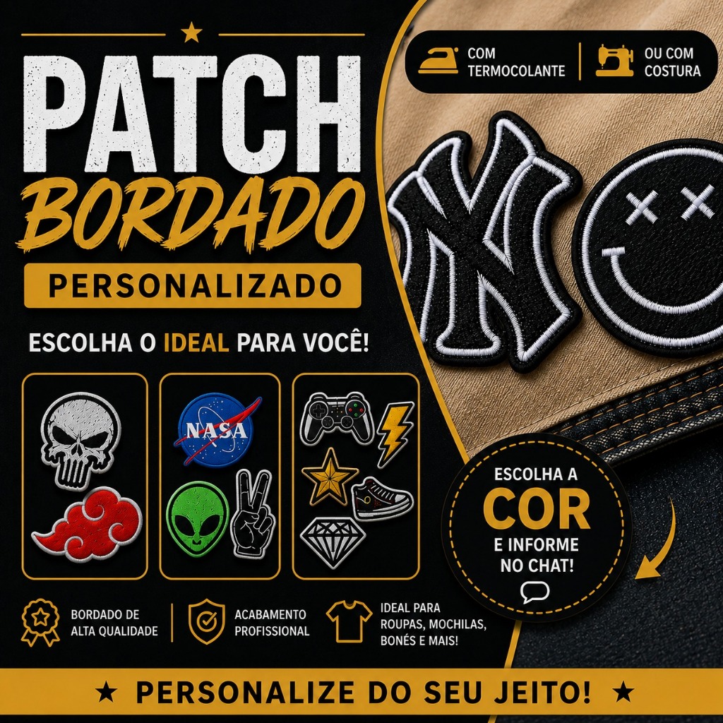 PATCH BORDADO LOGOTYPE COM TERMOCOLANTE PATCH UNDER TERMOCOLANTE