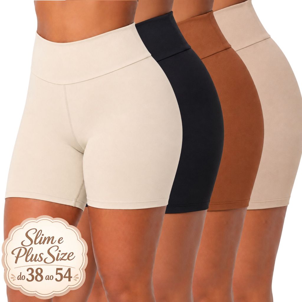 Kit Short Anagua Segunda Pele Anti Atrito Modeladora Cintura Alta
