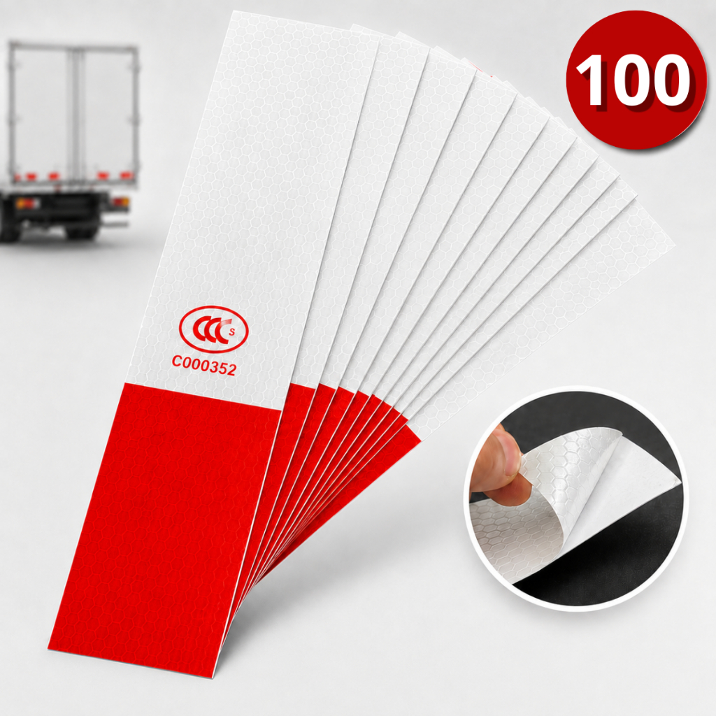 Faixa Refletiva Parachoque Branco e Vermelho Para Caminhão 100un
