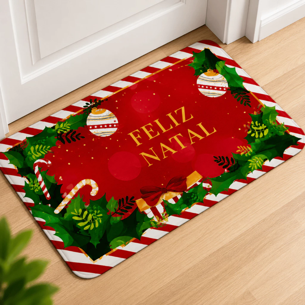Tapete de Porta Natal Capacho Decorativo Entrada Natalino 59cmx39cm — imagem 1
