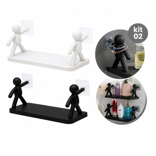 Prateleira Estante Bonequinho Buddy plástico com suporte decorativa banheiro cozinha C/ A…