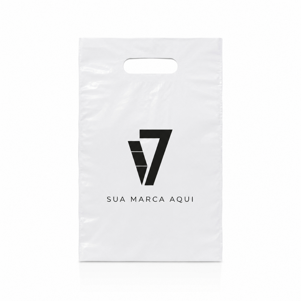 Sacolas plásticas personalizadas 16X22 ALÇA VAZADA