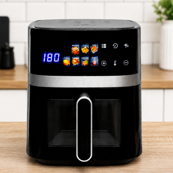 Air Fryer Digital 5,5 Litros 220V Preta ou Branca Painel Touch e visor Fritadeira Elétrica Sem Óleo
