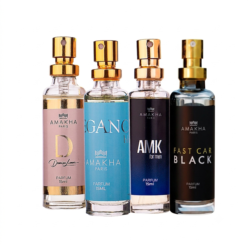 Kit Ele & Ela Dia: D + Elegance Light Blue + AMK + Fast Car Black | Perfume 15ml
