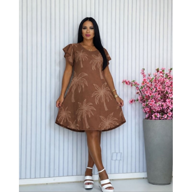 Vestido Gode Midi Moda Evangélica Manga Babado Feminino. — imagem 2 de 2