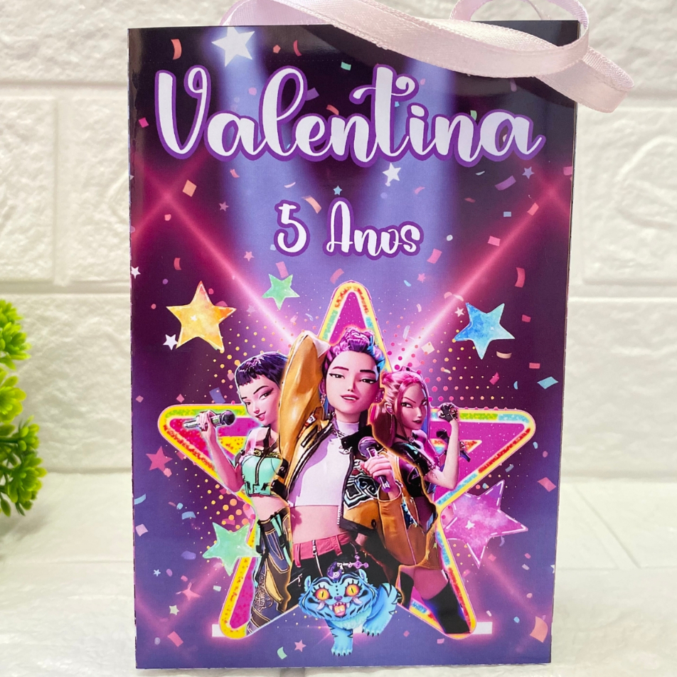 Sacolinha personalizada Guerreiras do K-Pop | Lembrancinha Festa infantil aniversário surpresa | Kit 10 a 40 unidades