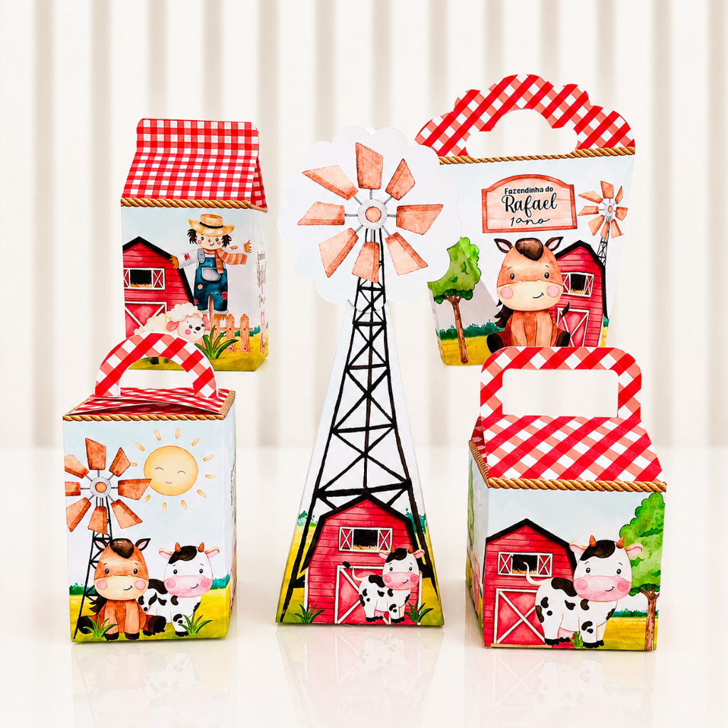 Kit Caixas Personalizadas Fazendinha, lembrancinha fazendinha, caixinha fazendinha, kit festa fazendinha